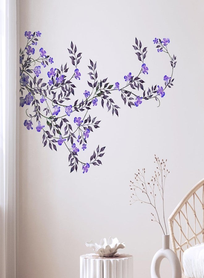 Supzone Purple Vine Flowers Wall Decal Hanging Vine Branch Floral Wall Stickers Self-Adhesive Wall Art Decor for Living Room Bedroom, Office, Sofa, TV Backdrop Home Decor - Image 5