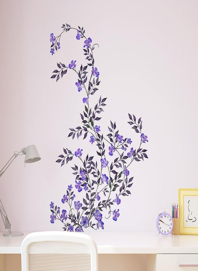 Supzone Purple Vine Flowers Wall Decal Hanging Vine Branch Floral Wall Stickers Self-Adhesive Wall Art Decor for Living Room Bedroom, Office, Sofa, TV Backdrop Home Decor - Image 4
