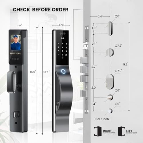 We Technology 3D Face Recognition Smart Lock with HD Camera & Doorbell | Keyless Entry via Fingerprint, Passcode, IC Card, Key | WiFi Mortise Lock | Auto-Lock | App Control | Works with Wishome App - Image 4