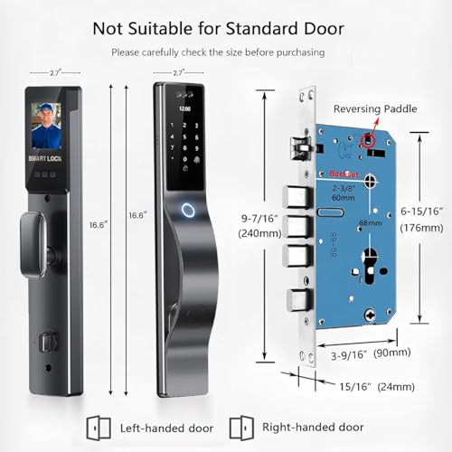 We Technology 3D Face Recognition Smart Lock with HD Camera & Doorbell | Keyless Entry via Fingerprint, Passcode, IC Card, Key | WiFi Mortise Lock | Auto-Lock | App Control | Works with Wishome App - Image 2