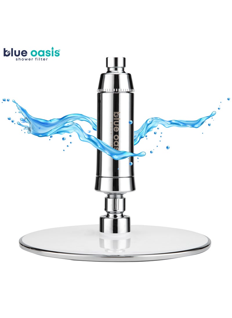 Blue Oasis - Blue Oasis Rain Shower Bundle | Stainless Steel & ABS Rainfall Shower Filter Head Cylindrical Silver Shower Filter 2 Dual Filter Cartridge & Adapter Set | TUV Tested | Perfect Rain Shower Set for Bathroom - Image 1
