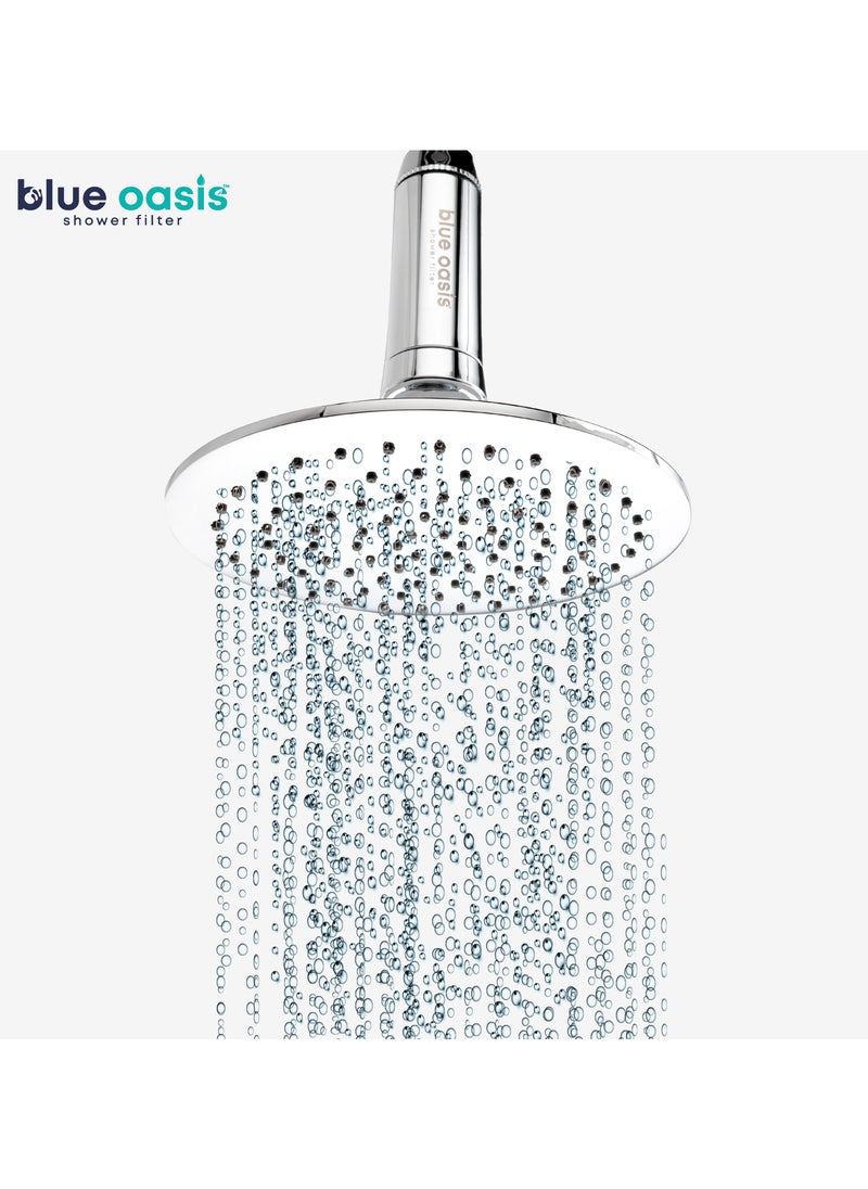 Blue Oasis - Blue Oasis Rain Shower Bundle | Stainless Steel & ABS Rainfall Shower Filter Head Cylindrical Silver Shower Filter 2 Dual Filter Cartridge & Adapter Set | TUV Tested | Perfect Rain Shower Set for Bathroom - Image 1
