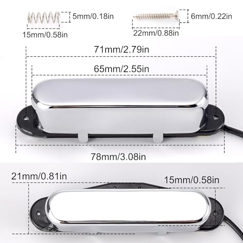 Swhmc Telecaster Neck Pickup, Single Coil High Output Guitar Pickup with Chrome Cover for Fender Squier Tele Electric Guitar Parts (Chrome) - Image 3