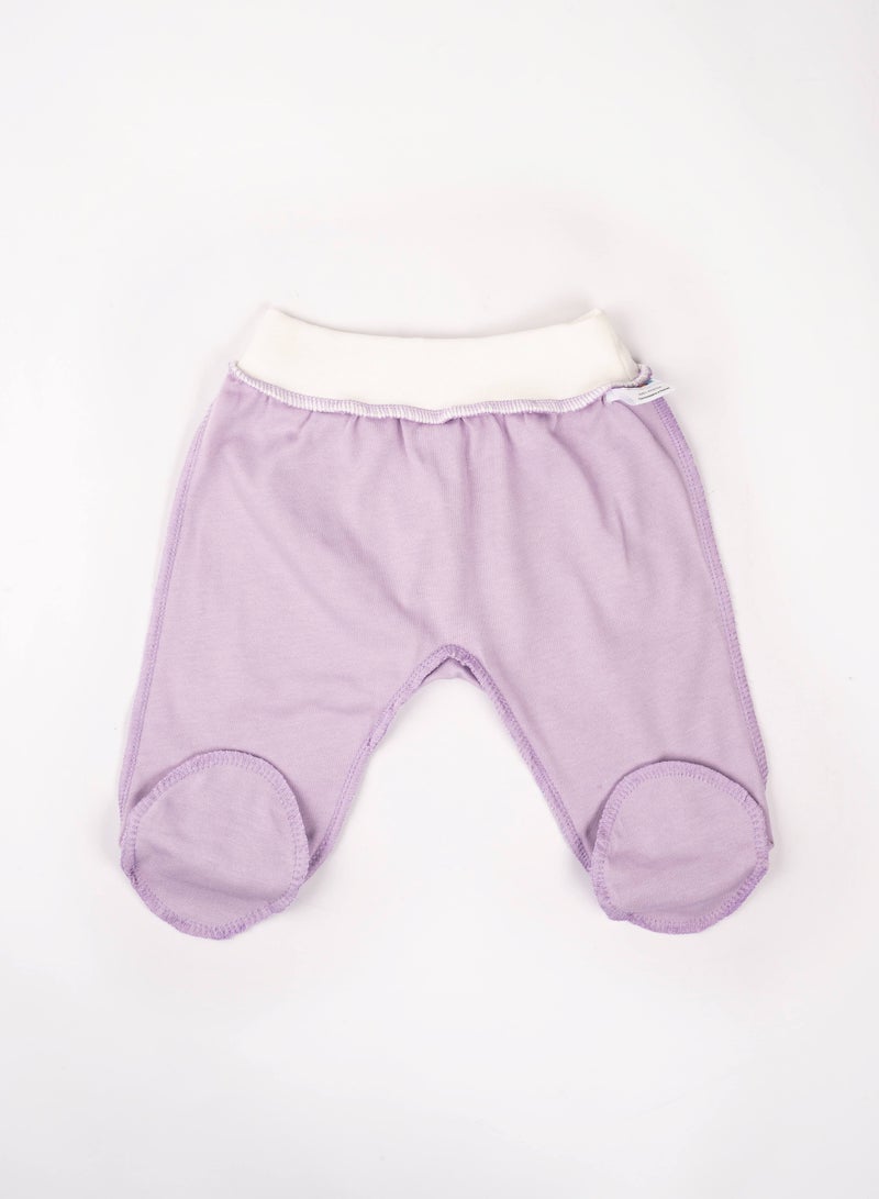 Generic Baby Girl Pants Set Green and Pink– 2-Pack Premium Cotton Footed Trousers, Hypoallergenic & Soft Waistband, Room for Diaper, 0–6 Months  - Image 2