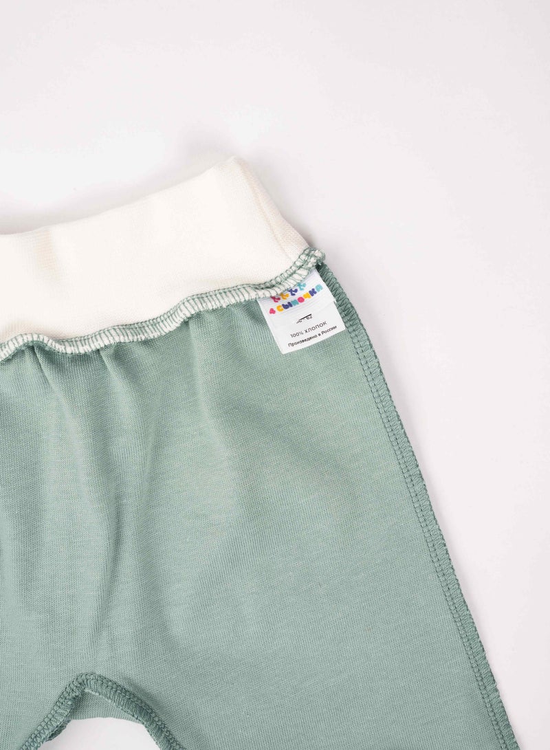 Generic Baby Girl Pants Set Green and Pink– 2-Pack Premium Cotton Footed Trousers, Hypoallergenic & Soft Waistband, Room for Diaper, 0–6 Months  - Image 3