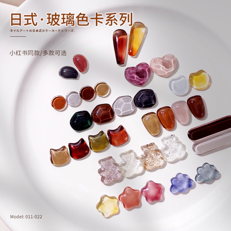 Nail Glass Color Card Transparent Bean Beads Nail Polish Glue Color Display Multilateral Irregular Bear Love Five-Pointed Star - Image 2