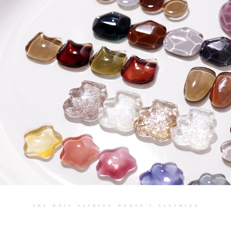 Nail Glass Color Card Transparent Bean Beads Nail Polish Glue Color Display Multilateral Irregular Bear Love Five-Pointed Star - Image 3