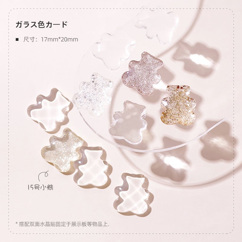 Nail Glass Color Card Transparent Bean Beads Nail Polish Glue Color Display Multilateral Irregular Bear Love Five-Pointed Star - Image 1
