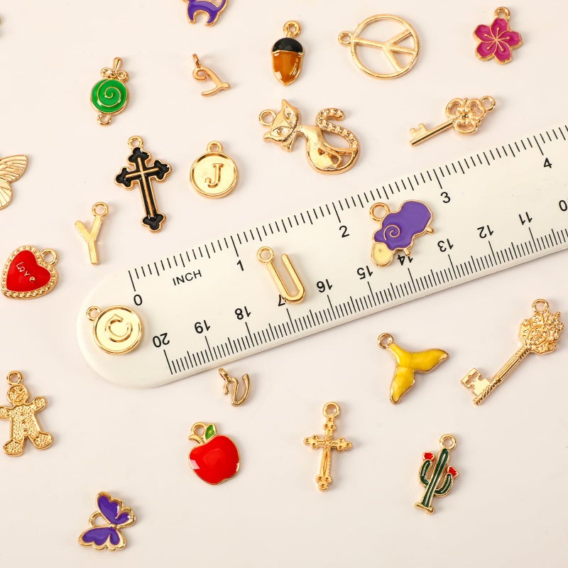 SANNIX 350Pcs Charms for Jewelry Making, Assorted Enamel KC Gold Mixed Alphabet Letters Charms Bulk for Bracelet Necklaces Earrings Making Supplies - Image 2