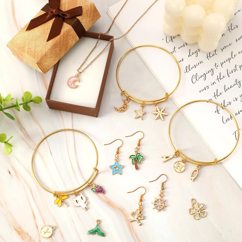 SANNIX 350Pcs Charms for Jewelry Making, Assorted Enamel KC Gold Mixed Alphabet Letters Charms Bulk for Bracelet Necklaces Earrings Making Supplies - Image 4