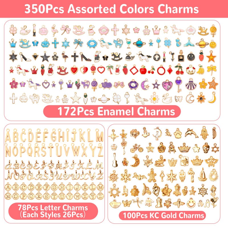 SANNIX 350Pcs Charms for Jewelry Making, Assorted Enamel KC Gold Mixed Alphabet Letters Charms Bulk for Bracelet Necklaces Earrings Making Supplies - Image 3