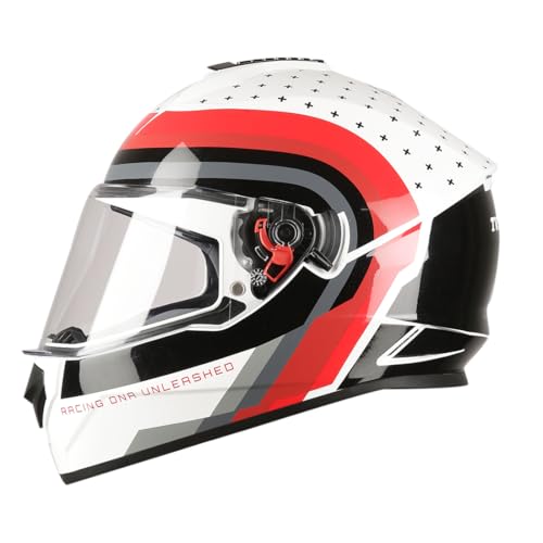 TVS Racing Phantom Series Full Face Dual Visor Helmet for Men | Premium Bike Helmets with ABS Shell, UV Paint | Quick Release System | Aerodynamic Design | DOT & ISI Certified (White/M) - Image 1