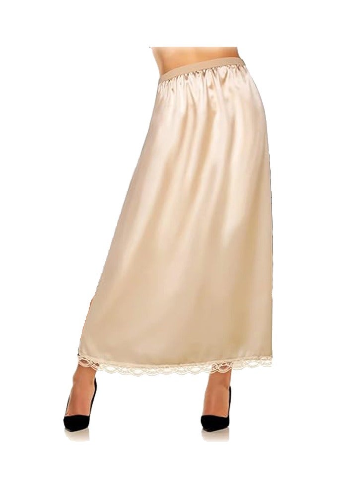 Mei Stylish Women's Long Half Slip Underskirt with Lace Trim – Comfortable & Elegant - Image 1