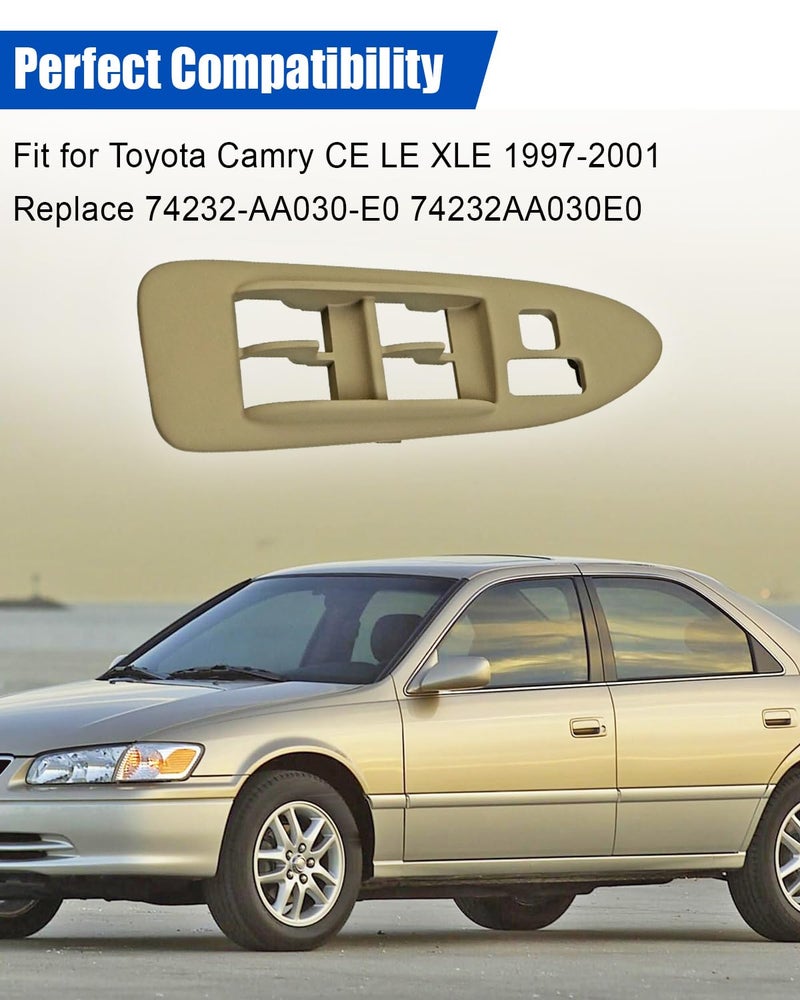 ULZOZN Window Switch Bezel Trim Fit for Toyota Camry CE LE XLE 1997-2001 Replace 74232-AA030-E0 74232AA030E0, Driver Side Door Window Switch Cover Tan - Image 5