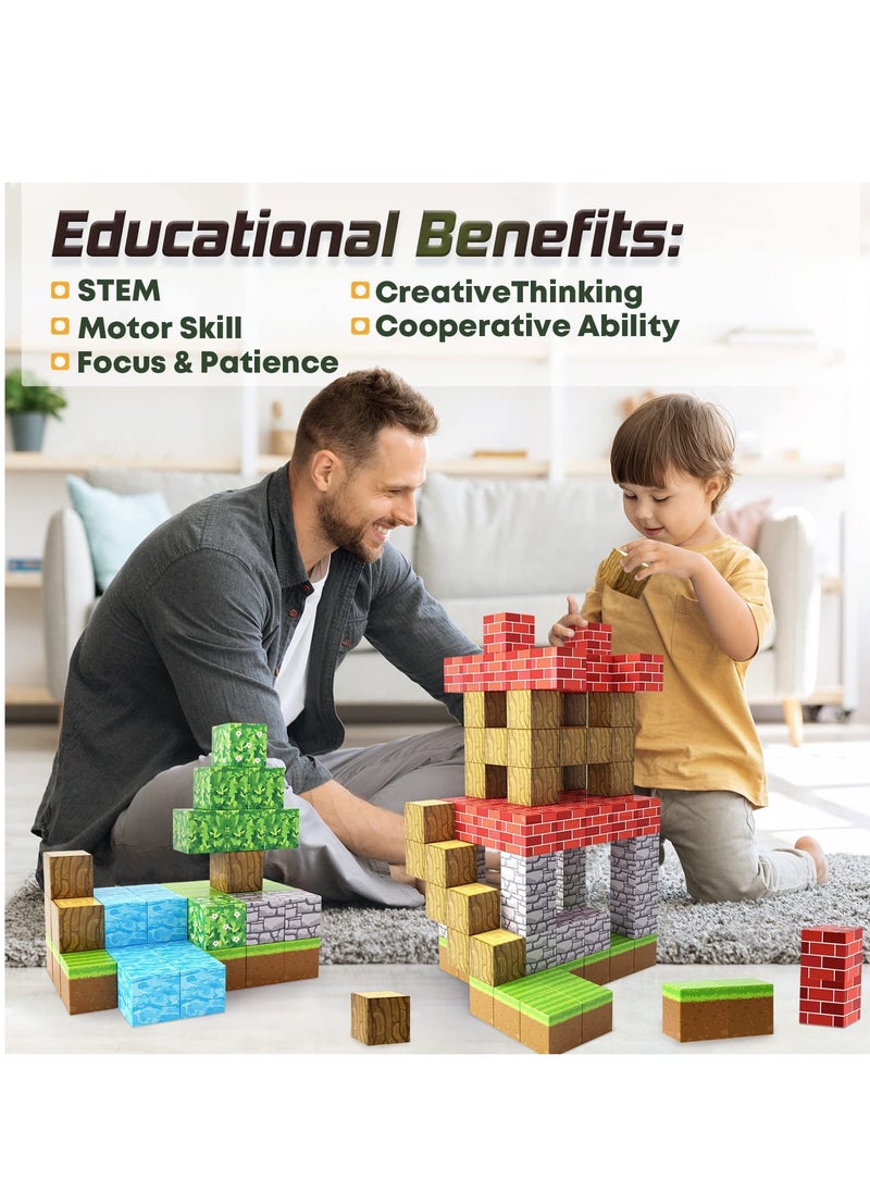null - 177pcs Swimming pool square building block set children’s puzzle doll assembled game peripheral mini toys minecrafts magnetic cube intelligent magnetic building block set build a 3D mag-world - Image 1