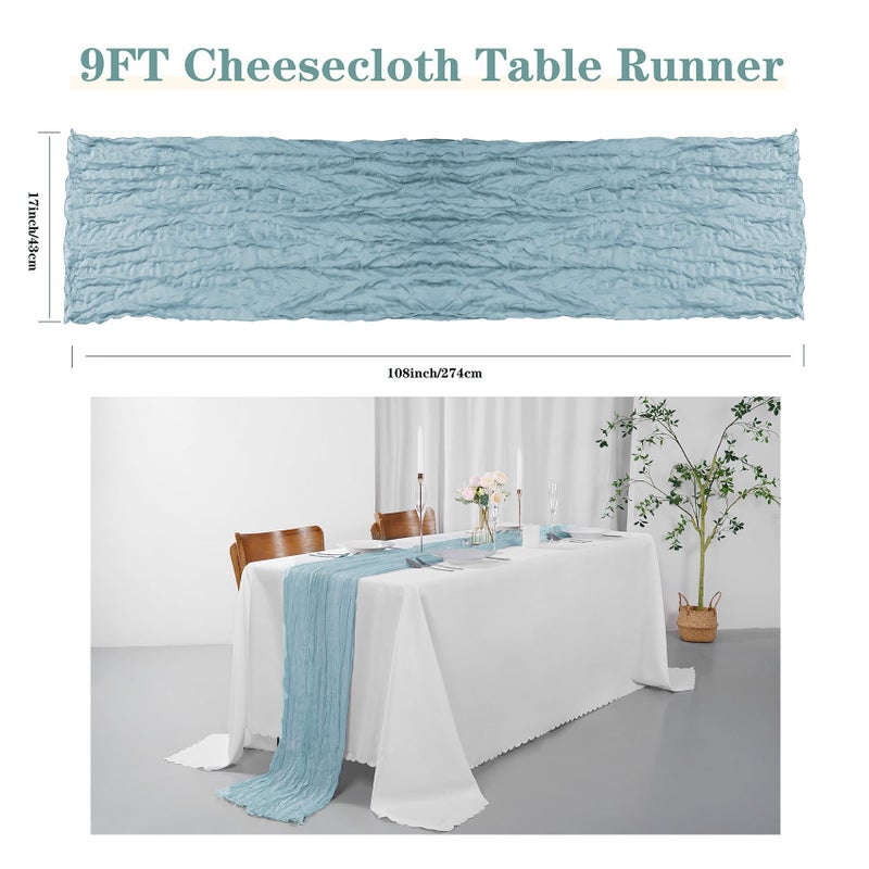 flohar 12 Pack Cheesecloth Table Runner 9ft,17 x 108 inch Gauze Table Runner Rustic Romantic Wedding Runner for Wedding Bridal Shower Fall Decoration,Light Blue - Image 5