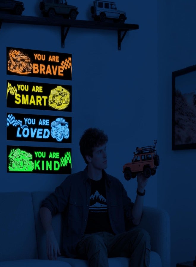 Robmoda Glow in The Dark Motivational Truck Wall Stickers, Inspirational Truck Racing Wall Decals, Positive Words Ceiling Decor for Kids Boys Teens Room Home Schools Bedroom Nursery Playroom - Image 3