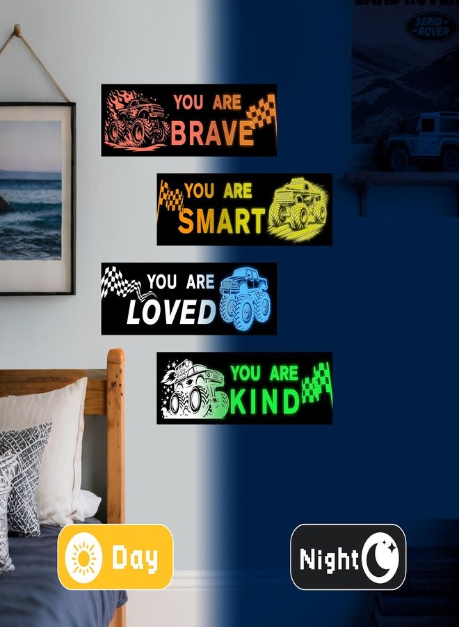 Robmoda Glow in The Dark Motivational Truck Wall Stickers, Inspirational Truck Racing Wall Decals, Positive Words Ceiling Decor for Kids Boys Teens Room Home Schools Bedroom Nursery Playroom - Image 4