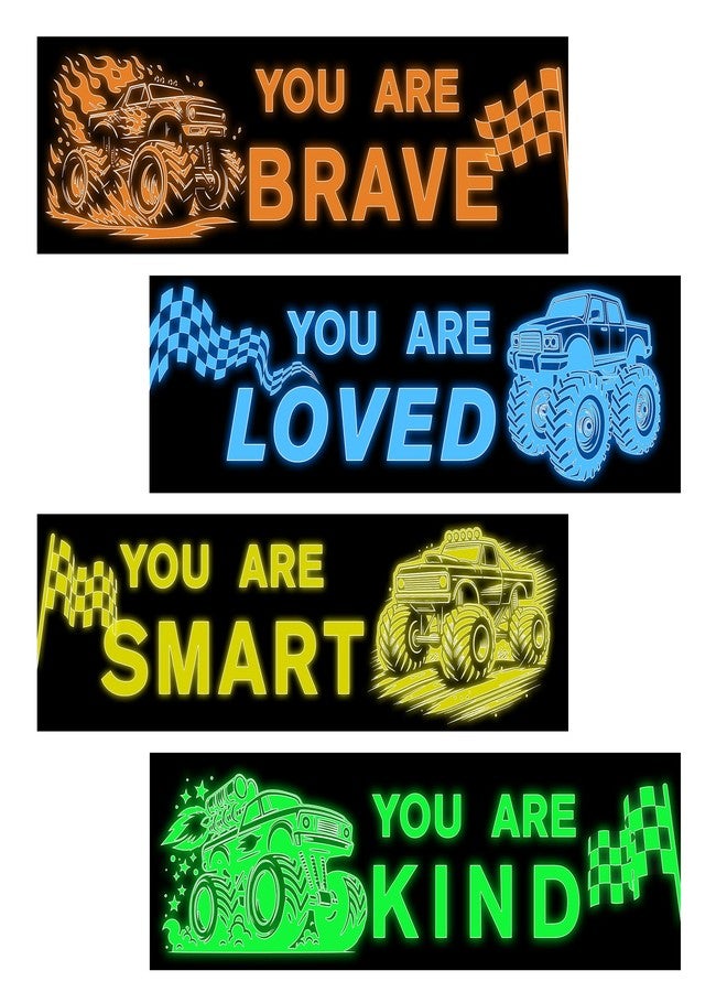 Robmoda Glow in The Dark Motivational Truck Wall Stickers, Inspirational Truck Racing Wall Decals, Positive Words Ceiling Decor for Kids Boys Teens Room Home Schools Bedroom Nursery Playroom - Image 1