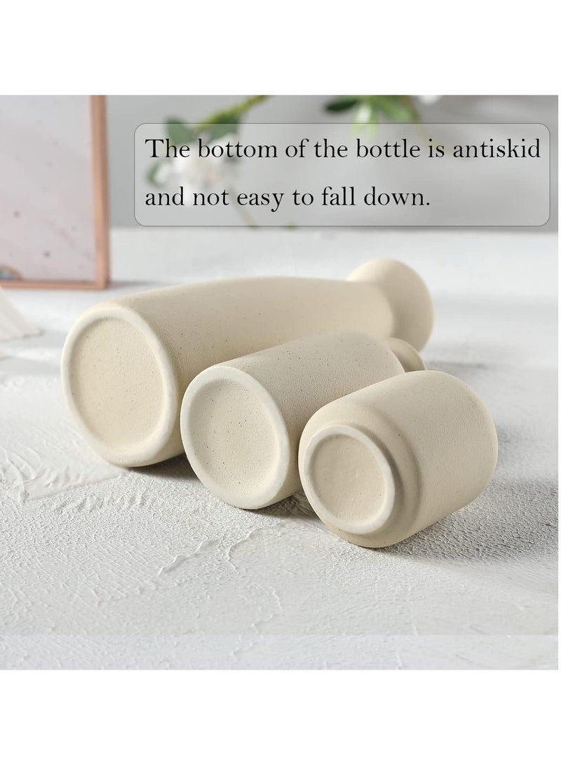 SIHIYA LIFE Set of 3 Mix Shape Ceramic Vases - Ivory | with vase filler stones | Decorative Pieces for Home Decor,Office,Garden,Patio, Living Room Centerpiece Vases for Flower Arrangements, Gifting - Image 2