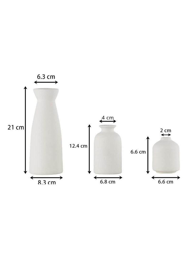 SIHIYA LIFE Set of 3 Mix Shape Ceramic Vases - Ivory | with vase filler stones | Decorative Pieces for Home Decor,Office,Garden,Patio, Living Room Centerpiece Vases for Flower Arrangements, Gifting - Image 3