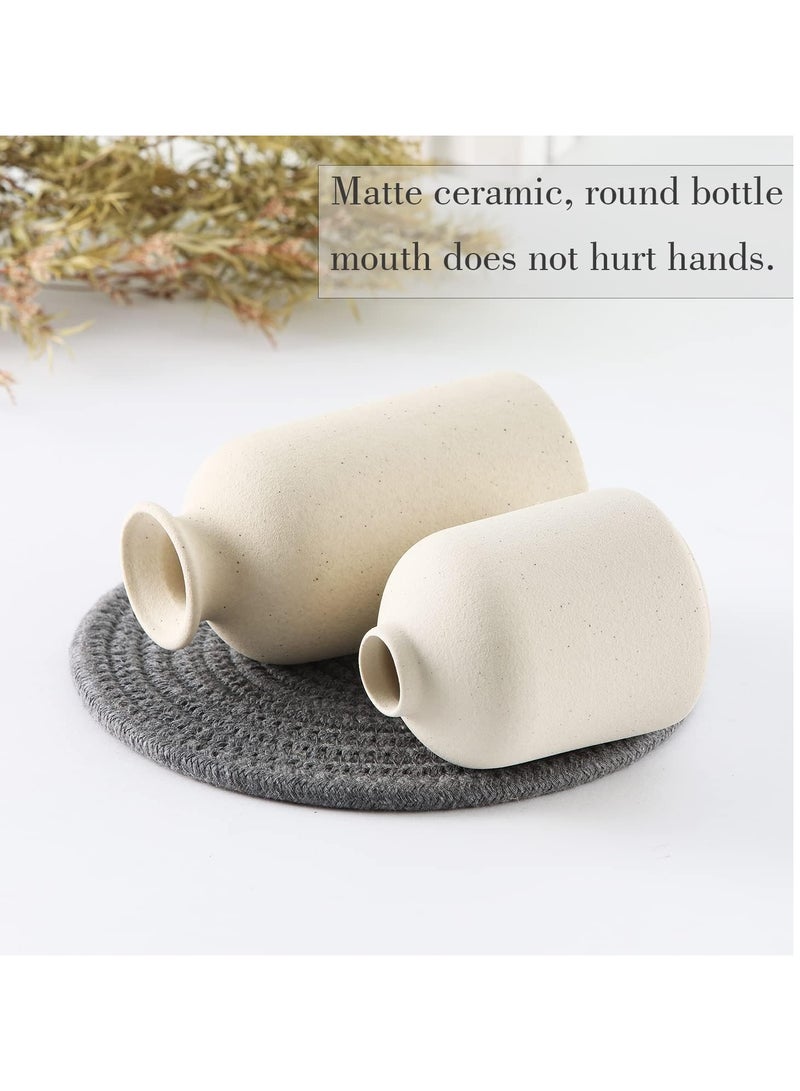 SIHIYA LIFE Set of 3 Mix Shape Ceramic Vases - Ivory | with vase filler stones | Decorative Pieces for Home Decor,Office,Garden,Patio, Living Room Centerpiece Vases for Flower Arrangements, Gifting - Image 4