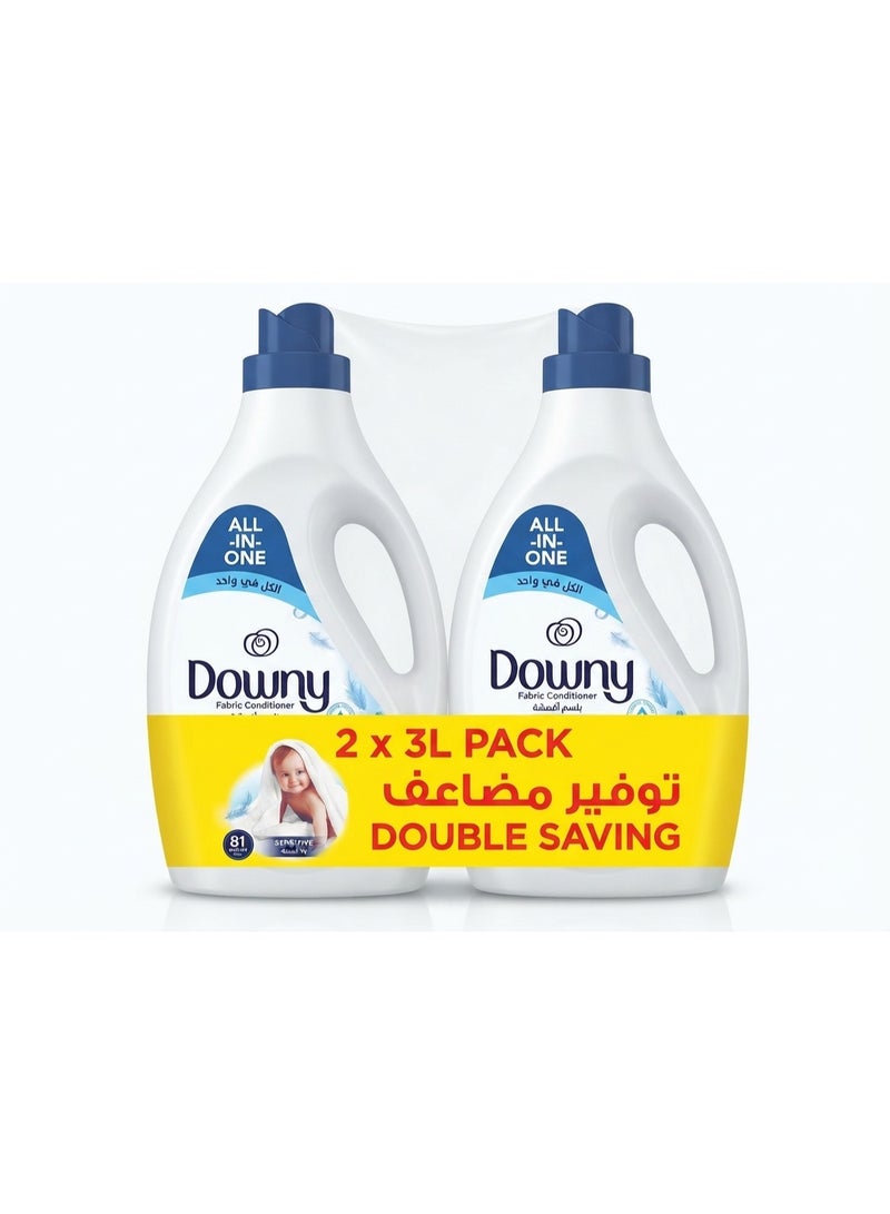 Downy Concentrate Fabric Softener Sensitive for Hypoallergenic Skin Care, Color Protection, Anti-Wrinkle Formula, 3L, Pack of 2 - Image 1