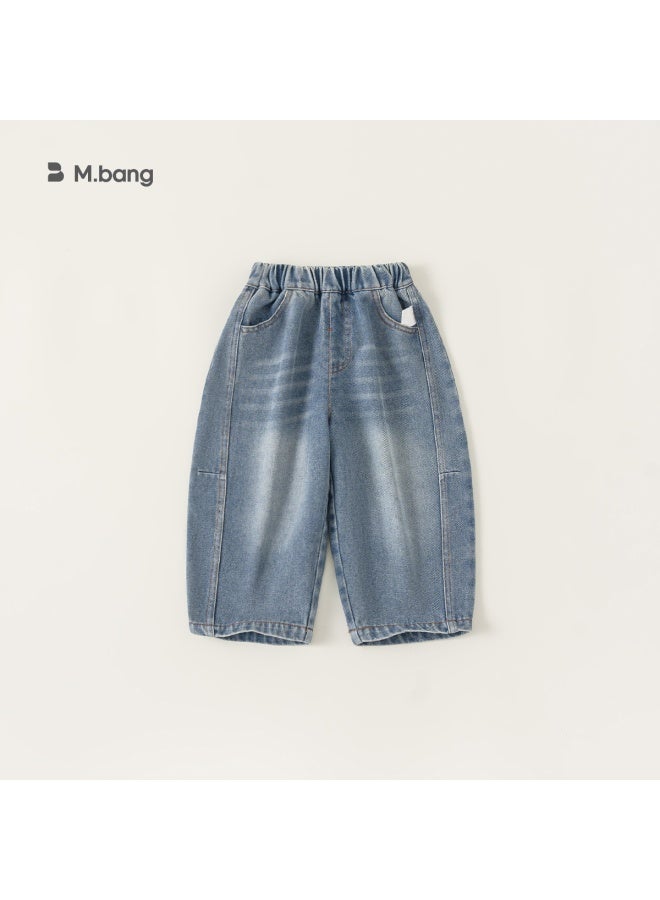 Bangxuan Huzhou Zhili Boys' Jeans Spring Simple Patchwork Children's Curved Knife Pants Long Pants Trendy