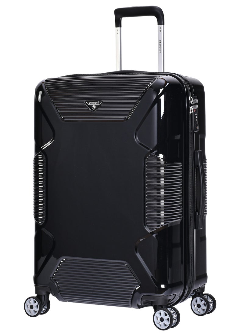 eminent Hard Case Travel Bag Medium Luggage Trolley Polycarbonate Lightweight Suitcase 4 Quiet Double Spinner Wheels With Tsa Lock KJ84 Black  - Image 1