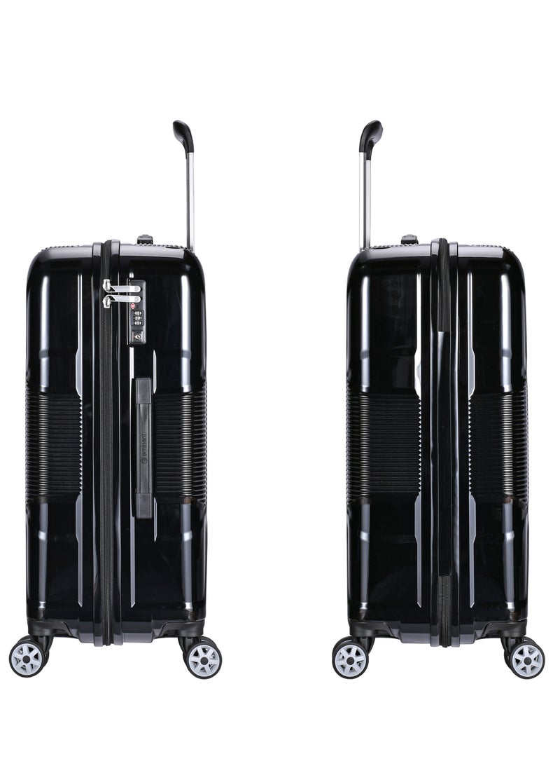 eminent Hard Case Travel Bag Medium Luggage Trolley Polycarbonate Lightweight Suitcase 4 Quiet Double Spinner Wheels With Tsa Lock KJ84 Black  - Image 3