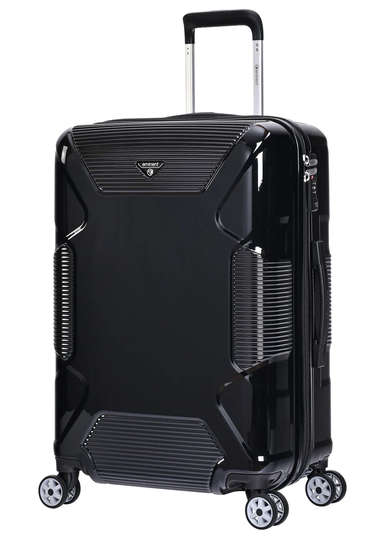 eminent Hard Case Travel Bag Medium Luggage Trolley Polycarbonate Lightweight Suitcase 4 Quiet Double Spinner Wheels With Tsa Lock KJ84 Black