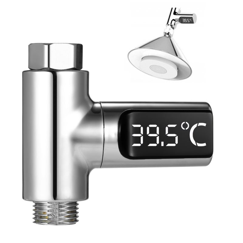 مقياس حرارة دش رقمي LED من 5 إلى 85 درجة مئوية، مولد طاقة ذاتي، مراقب حرارة تدفق المياه في الوقت الحقيقي، بشاشة تدور 360 درجة للأطفال وكبار السن والحيوانات الأليفة - Image 2