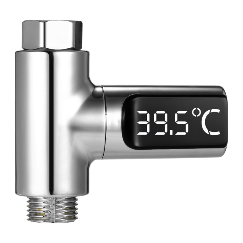 مقياس حرارة دش رقمي LED من 5 إلى 85 درجة مئوية، مولد طاقة ذاتي، مراقب حرارة تدفق المياه في الوقت الحقيقي، بشاشة تدور 360 درجة للأطفال وكبار السن والحيوانات الأليفة - Image 1
