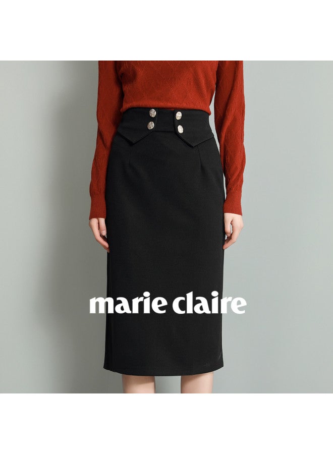 Marie Claire Fashionable Women's A-line Skirt For Spring And Autumn, Slimming Midi Skirt - Image 3