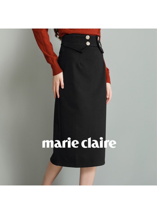 Marie Claire Fashionable Women's A-line Skirt For Spring And Autumn, Slimming Midi Skirt - Image 4