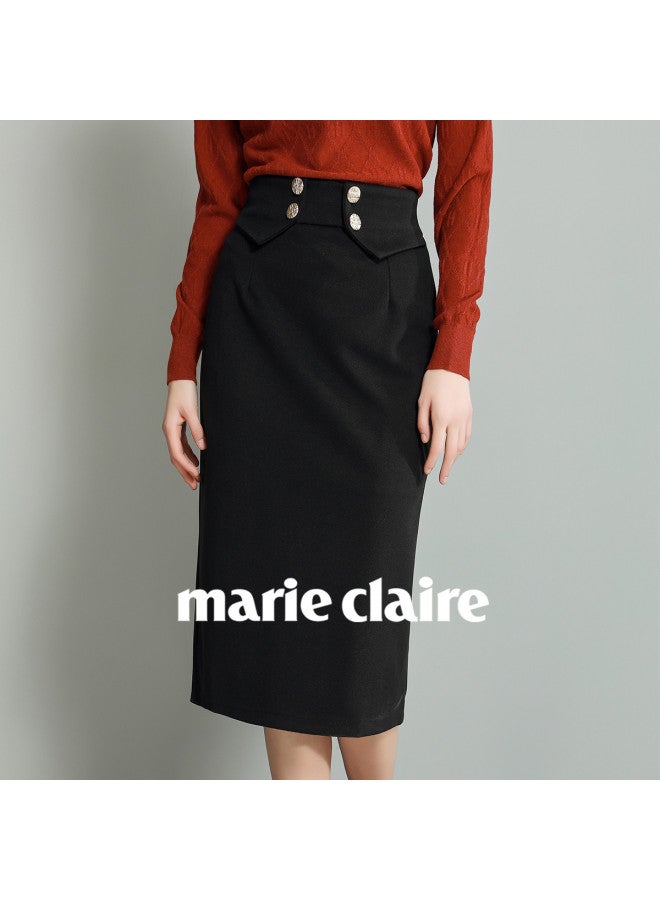 Marie Claire Fashionable Women's A-line Skirt For Spring And Autumn, Slimming Midi Skirt - Image 2