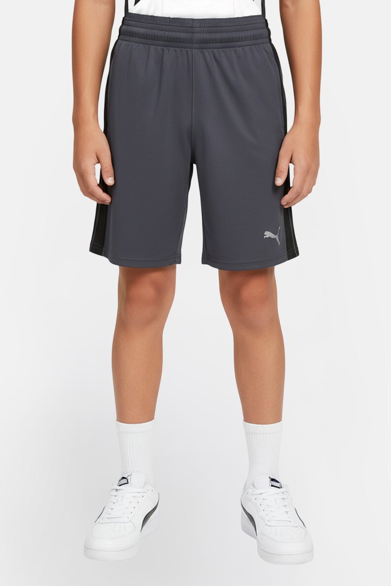 PUMA Kids Boy Brand Logo Training Shorts, Dark Grey - Image 1
