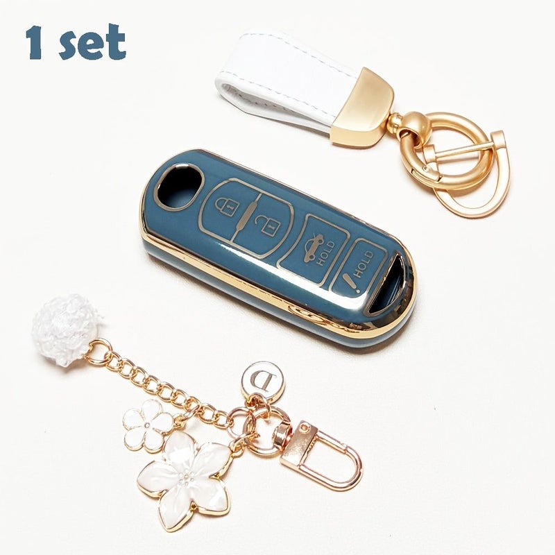 Soft Tpu Car Key Case For Mazda 3 6 8 Miata Mx5 Cx3 Cx5 Cx7 Cx9 Remote Key Fob With Keychain Black - Image 4