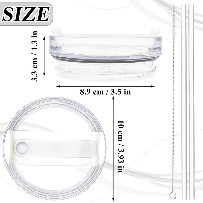 TiciKim 40oz Tumbler Lid Compatible for Stanley, 2 Pack Replacement Tumbler Lids Fit for Stanley Quencher 2.0 Tumbler 40 OZ, with Straws and Cleaning Brush (Clear White) - Image 2