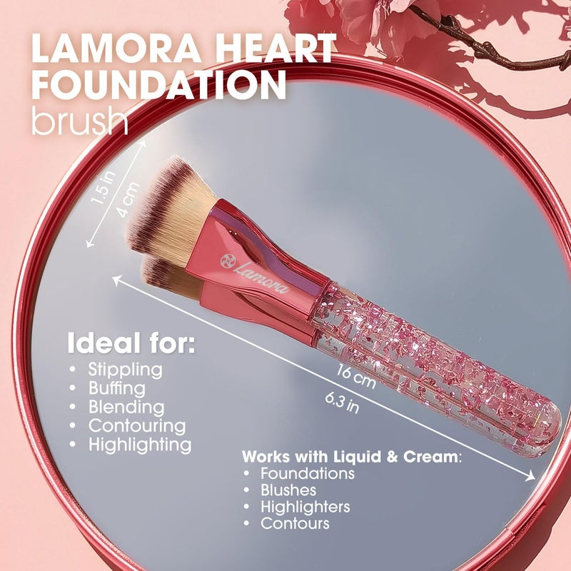Lamora Blending Liquid Makeup Foundation Brush - Kabuki Contour Brush, Face Buffing Brush With Pro Quality Synthetic Dense Bristles For Stippling Mineral Cream, Powder, Blush - Image 2