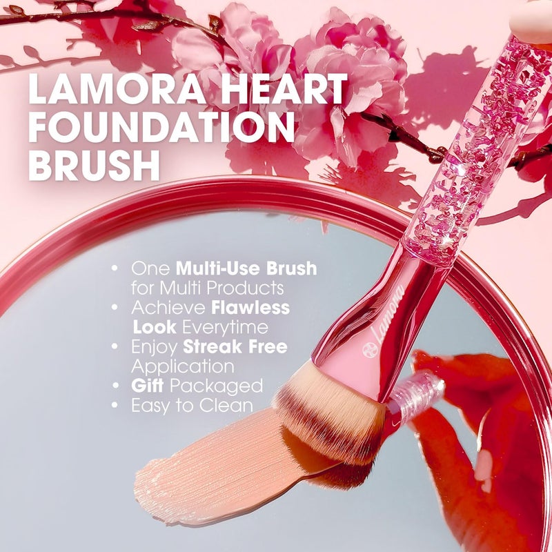 Lamora Blending Liquid Makeup Foundation Brush - Kabuki Contour Brush, Face Buffing Brush With Pro Quality Synthetic Dense Bristles For Stippling Mineral Cream, Powder, Blush - Image 3
