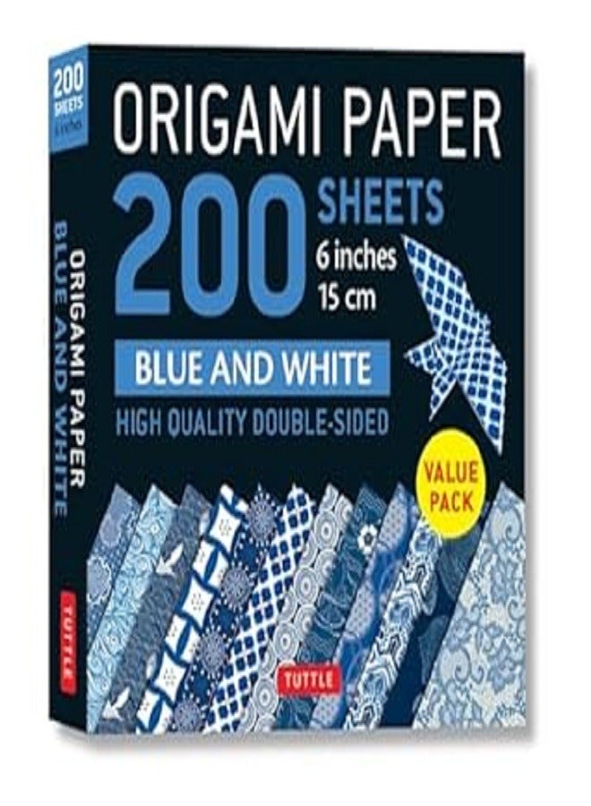 Origami Paper 200 sheets Blue and White Patterns 6 15 cm High Quality Double Sided Origami Sheet 