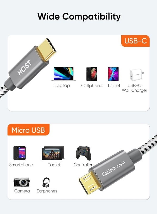 CableCreation Type USB-C to Micro USB 2.0 Cable, 0.65ft Short Type C Cable for Galaxy S8/S8 Plus, Google Pixel 2 XL & other Android Devices, Black Gray - Image 3