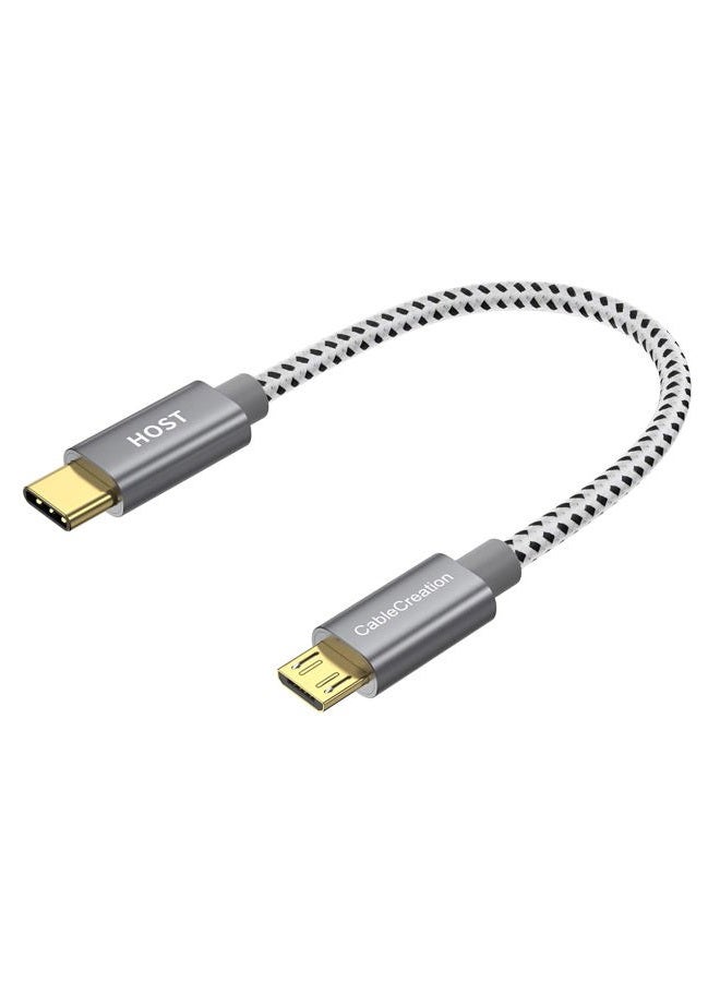 CableCreation Type USB-C to Micro USB 2.0 Cable, 0.65ft Short Type C Cable for Galaxy S8/S8 Plus, Google Pixel 2 XL & other Android Devices, Black Gray - Image 1
