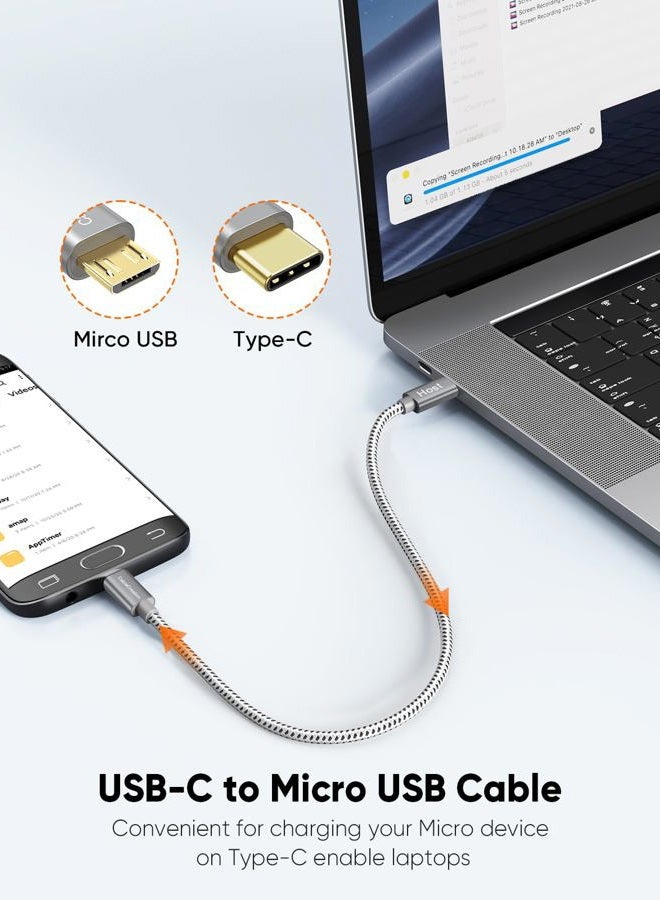 CableCreation Type USB-C to Micro USB 2.0 Cable, 0.65ft Short Type C Cable for Galaxy S8/S8 Plus, Google Pixel 2 XL & other Android Devices, Black Gray - Image 4