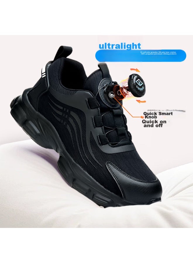 Dinggu Dinggu Safety Shoes For Men, Anti-Smashing, Puncture-Resistant, Soft Sole, Comfortable, Protective Footwear, Black All-Season Style, Smart Buckle, 1105Hei39 - Image 4