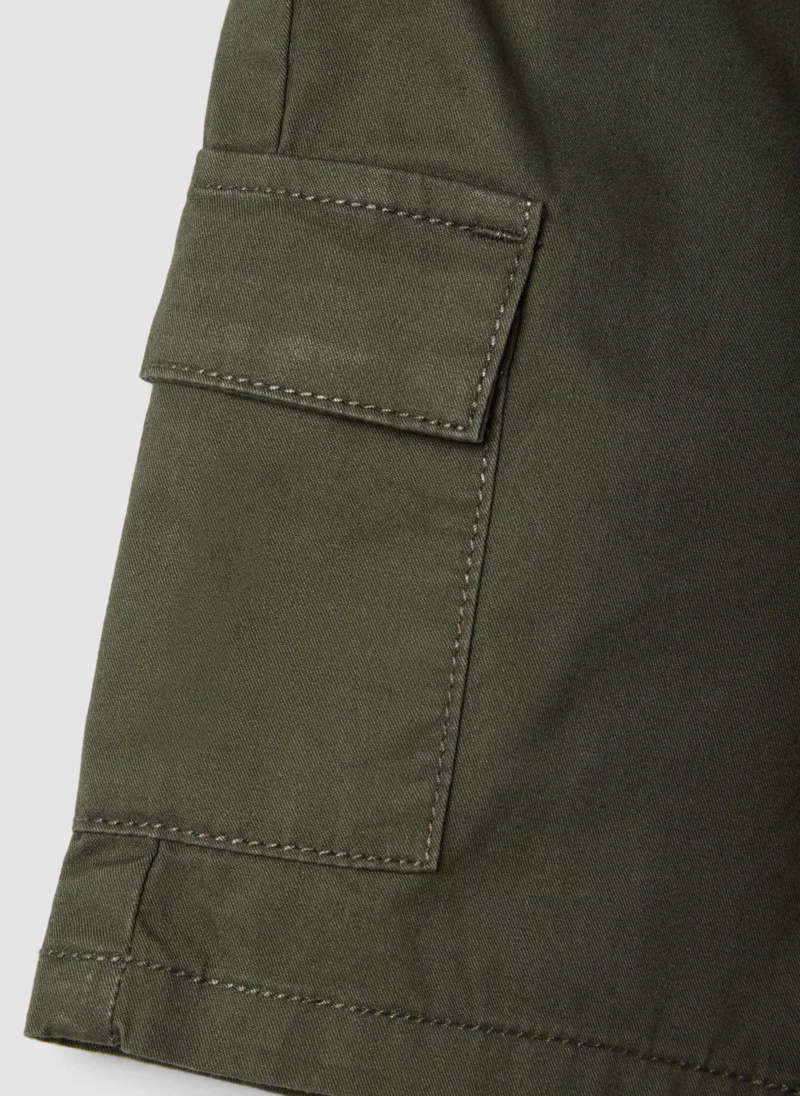 Ovs  OVS Green Pure Cotton Cargo Shorts For Boys, Regular Fit for Men | Best Price UAE
