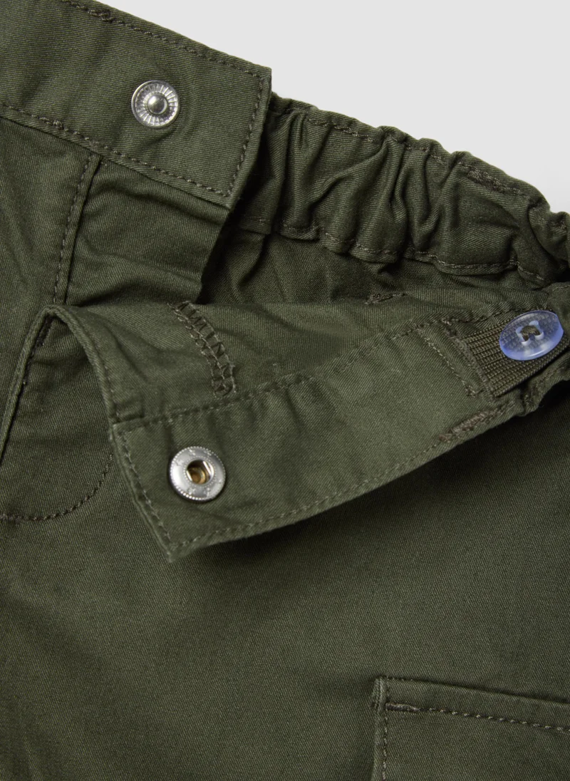 Ovs  OVS Green Pure Cotton Cargo Shorts For Boys, Regular Fit for Men | Best Price UAE