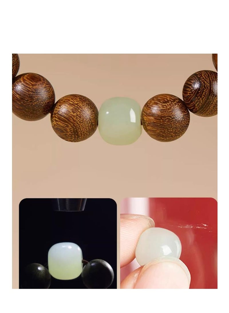 Golden Sandalwood Hand String Plate Playing With Hotan Jade Transfer Beads Hand String (Bead Diameter Is About 8MM)  - Image 2