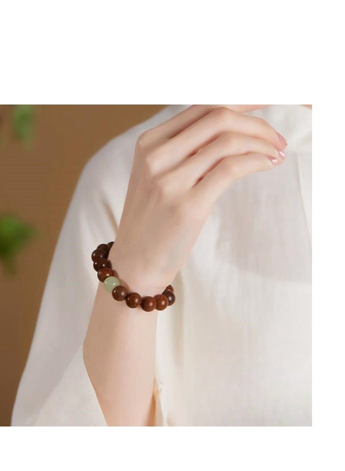 Golden Sandalwood Hand String Plate Playing With Hotan Jade Transfer Beads Hand String (Bead Diameter Is About 8MM)  - Image 5